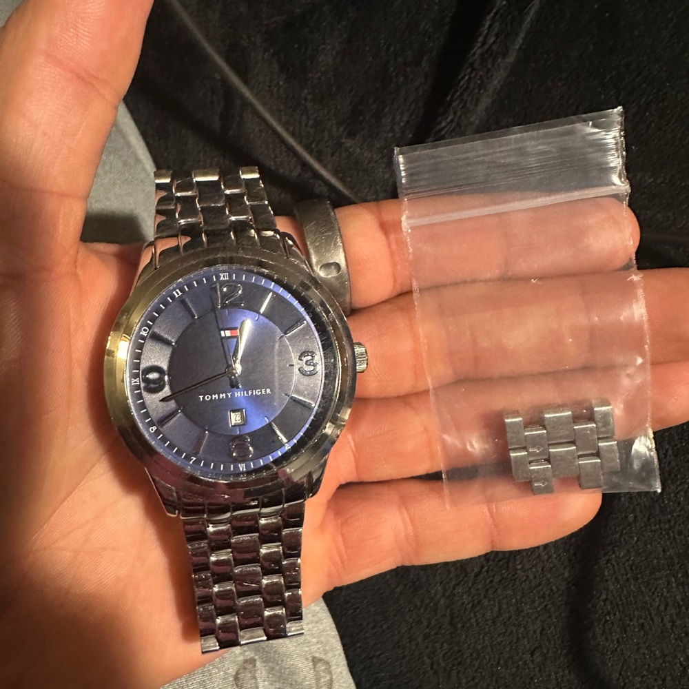 Tommy Hilfiger Blue and Silver Men's Watch